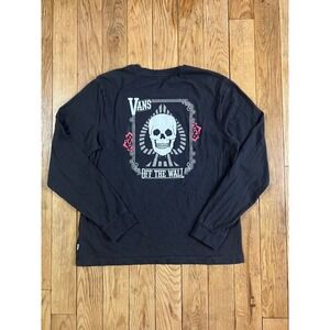 Vans Off The Wall‎ Long Sleeve Skull Graphic T-Shirt Men's XLarge Black